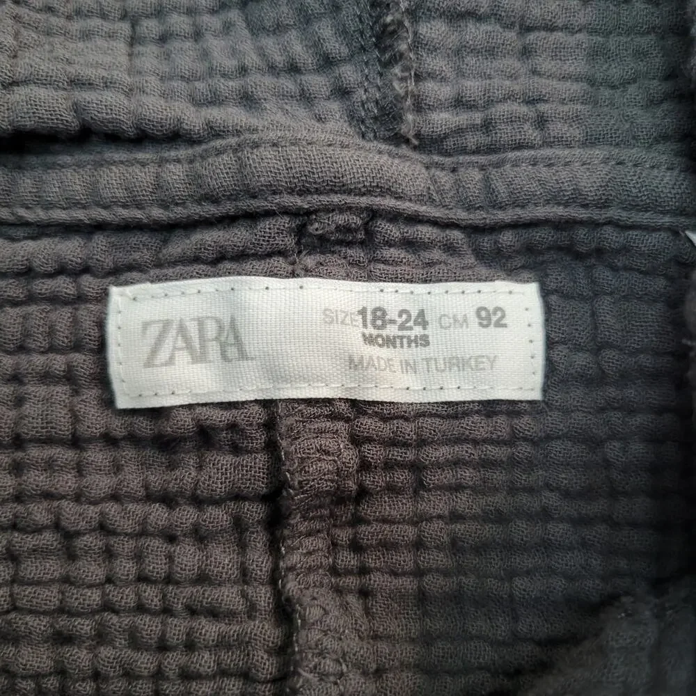 Zara Baby Gray Textured Gauze Hooded Romper Size 18 - 24 Months